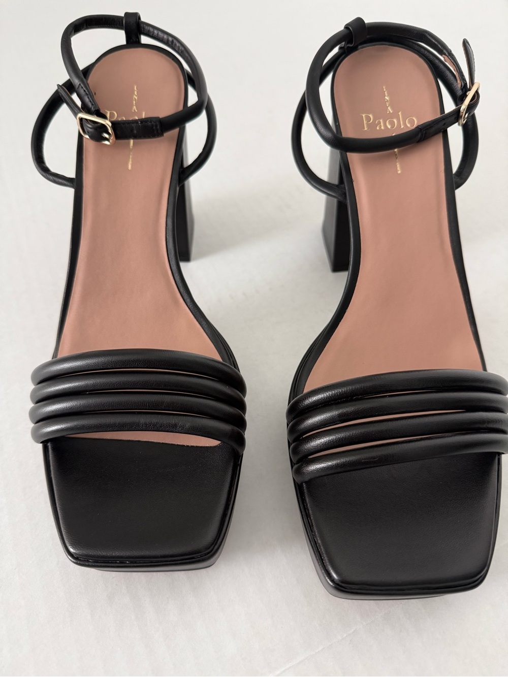 Paolo Black Strappy Block Heel Sandals Size 10 NEW - Picture 4 of 12